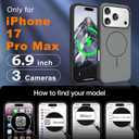 for iPhone 17 Pro Max Case, [Compatible with Mag-Safe] [Anti-Slip Edge Design] [Military Drop Protection] Heavy Duty Shockproof Hard Back Protective Phone Case - Black