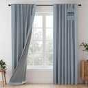 H.VERSAILTEX 100% Blackout Curtains Back Tab Full Light Blocking Curtain Draperies with Gray Coating Thermal Insulated Window Treatment Set of 2 Panels, 52" W x 84" L, Stone Blue