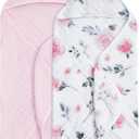 david's kids 2 Pack Hooded Baby Towels, 100% Muslin Cotton 6-Layer Ultra Soft Breathable Absorbent Baby Bath Towels for Infant and Toddler, Newborn Essentials, Large 32x32Inch, Floral