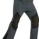 Moosehill Mens-Snow-Ski-Pants-Fleece-Lined-Pants Waterproof Winter Snowboard Pant Zipper Bottom Leg for Hiking Outdoor Work (32, Grey)