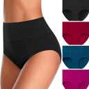 UMMISS Womens Underwear Cotton High Waisted Tummy Control Panties Plus Size Full Coverage Ladies Briefs (Medium, G-multi-4 Pack)