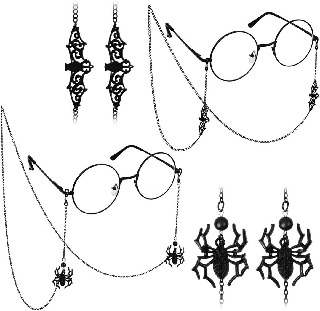 DS. DISTINCTIVE STYLE Gothic Glasses Chain with Pendants Halloween Metallic Chain for Glasses Around Neck for Women, 2 Pack