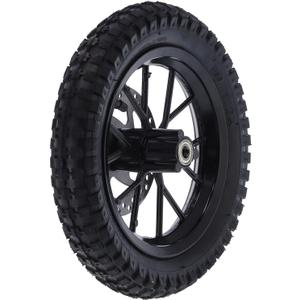 Front Wheel Assembly, Rubber and Metal Tire 12.5x2.75in Disc Brake Sprocket Bolts fit for 2 Stroke Mini Dirt Bike(Black)
