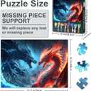 Puzzle Games - Dragons - Ice Dragon and Fire Dragon - 1000 Piece Jigsaw Puzzles for Adults -Challenging Puzzle Perfect for Game Nights - Finished Size is 27.5" x 19.6"/70 * 50cm