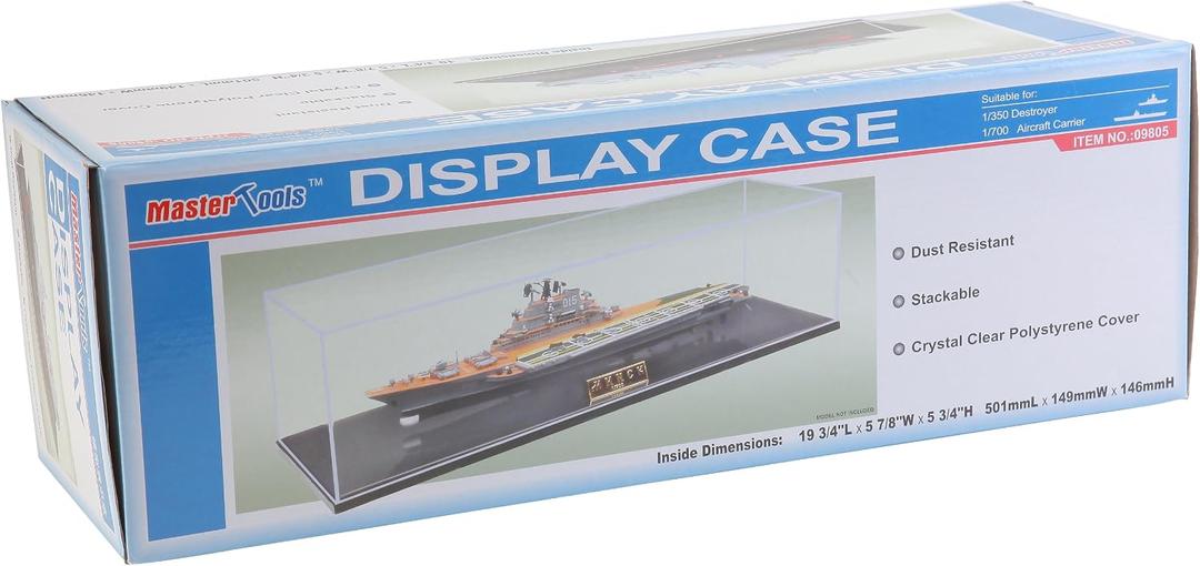 Trumpeter Showcase for Military & Ships (19.75'' Lx5.8'' Wx5.75'' H) Black Base (1/700 Scale), TSM-9805
