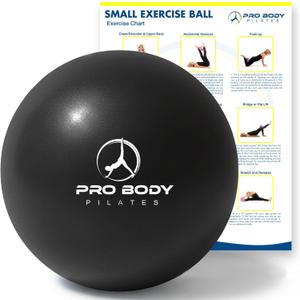 ProBody Pilates Small Exercise Ball - 9 Inch Workout Ball for Stability, Barre, Yoga, Core & Physical Therapy, Home Gym & Office Use (Black)