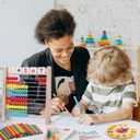 Wooden Abacus for Kids Math Manipulatives Learning Clock for 5+ Year Old Boys Girls 1st 2nd Grade Math Counters 100 Counting Sticks Montessori Preschool Educational Math Toys Homeschool Supplies