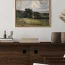 SHENIFY Vintage Landscape Framed Wall Art Rustic Countryside Meadow Farmhouse Decor Retro Vast Grassland Painting for Kitchen Living Room Bedroom Bathroom - 11x14in Natural Framed (Brown)