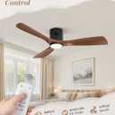 Fanbulous 52" Ceiling Fans with Lights and Remote Control,Modern Flush Mount Ceiling Fan with 3 CCT,Low Profile Ceiling Fans with 6-Speeds Reversible DC Motor for Patio Living Room Bedroom(Walnut)