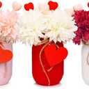 CNVOILA Valentines Table Decorations - 3PC Set with Mason Jars, Centerpiece for Dining Table, Indoor Use