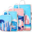 Gonex Compression Packing Cubes, 3pcs Expandable Storage Travel Luggage Bags Organizers, Travel Cubes for Suitcase Carry On (Coconut Palm)