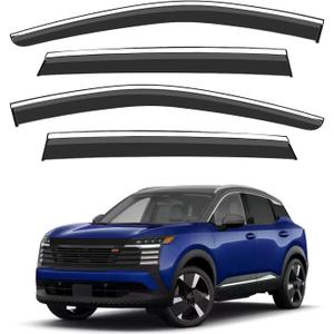 VESUL Compatible with 2025 Nissan Kicks Rain Guards Wind Deflectors Anti-Rain Window Visors with Tape 304 Stainless Steel TrimNoise Reduction&All-Weather Protection Outside Channel