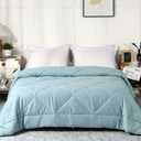 2025 Premium Upgraded Non-Vacuum Bed Quilt All Seasons 100% Cotton Filled Comforter - Reversible Lightweight Soft Breathable Fluffy (Miami Blue, Twin)