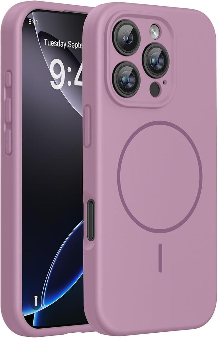 Miracase Magnetic for iPhone 16 Pro Max Case, [Soft Anti-Scratch Microfiber Lining], Compatible with MagSafe, Liquid Silicone Case Shockproof Drop Protection Phone Case for 16 ProMax,Blackcurrant