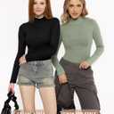 MANGOPOP Women's Mock Turtle Neck Long Sleeve Shirts Fitted Fall Winter Undershirt Tight Tops Slim Fit Basic Tee (XL)