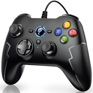 EasySMX 9100Pro Wired Gaming Controller, PC Game Controller Joystick with Hall Effect Triggers, Dual-Vibration and Turbo for Windows PC/Steam/PS3/ Android TV Box/Tesla - Design for Comfort