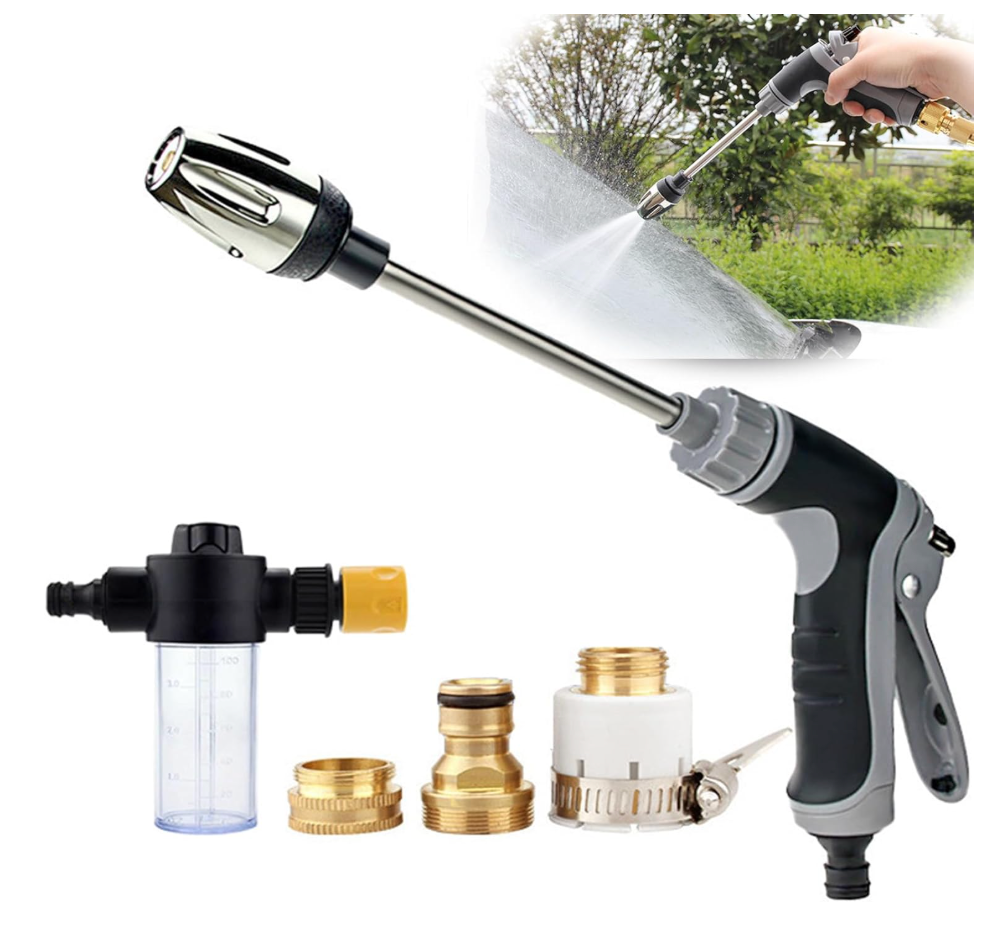 Aquoxis Pressure Washer Gun, Cordless Power Washer, Durable Stainless Steel, 360Â° Rotating for Three Spray Modes, Universal Compatibility