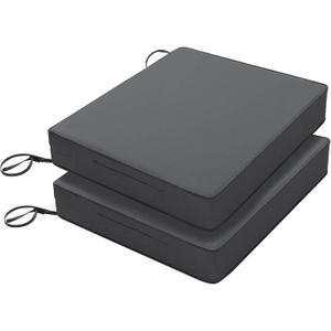 Favoyard Patio Chair Cushions 18.5 x 16 x 3 Inch Waterproof Outdoor Seat Cushions for Patio Furniture 3-Year Color Fastness Garden Sofa Couch Pads with Handle & Adjustable Straps Set of 2, Dark Grey
