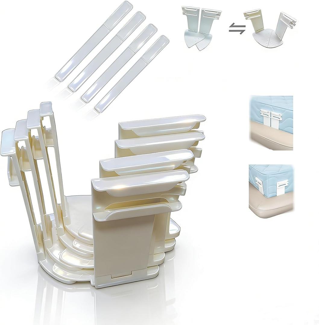 Bed Sheet Holders, Extra Strong Elastic Clips for Fitted Sheets, Anti-Slip Fasteners for Twin Full Queen King Mattresses (White)