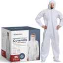 Hazmat Suits Disposable | 9 Size Options | With Hood, Heavy Duty, Breathable Disposable Coverall, Painter Suit (Medium)