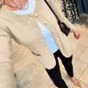 Fall Cardigan Sweaters for Women Button Down Long Sleeve Open Front Ribbed Trim Elegant Winter Knit Fitted Outwear (L)