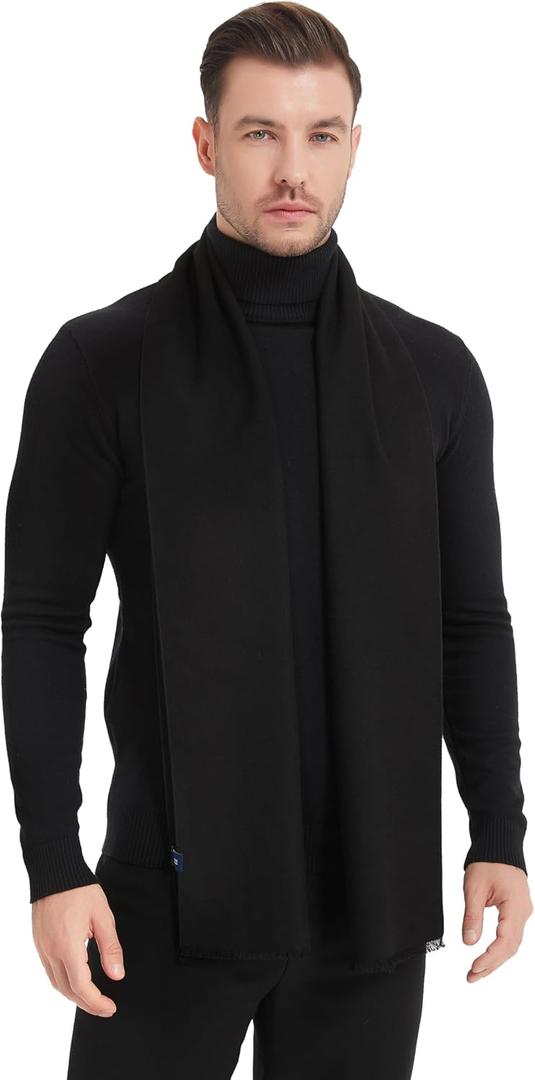 EP Mode Men's Winter Scarf, Cashmere Feel, Super Soft & Warm, Solid Black