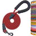 MayPaw 6FT Rope Dog Leash, Soft Padded Handle Thick Nylon Pet Leash, Large Medium Dogs Walking Training Leashes (red Black, 1/2" * 6')