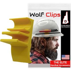 Diligence, Wolf Clips, Hard Hat Accessory, Marker & Carpenter's Pencil, Yellow