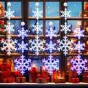 6 Pcs Winter Snowflake Window Lights Decorations, Christmas Battery Operated Snowflake Suction Cup Hanging Lights LED Sucker Lamp for Xmas Decor (Blue Light,White Light)