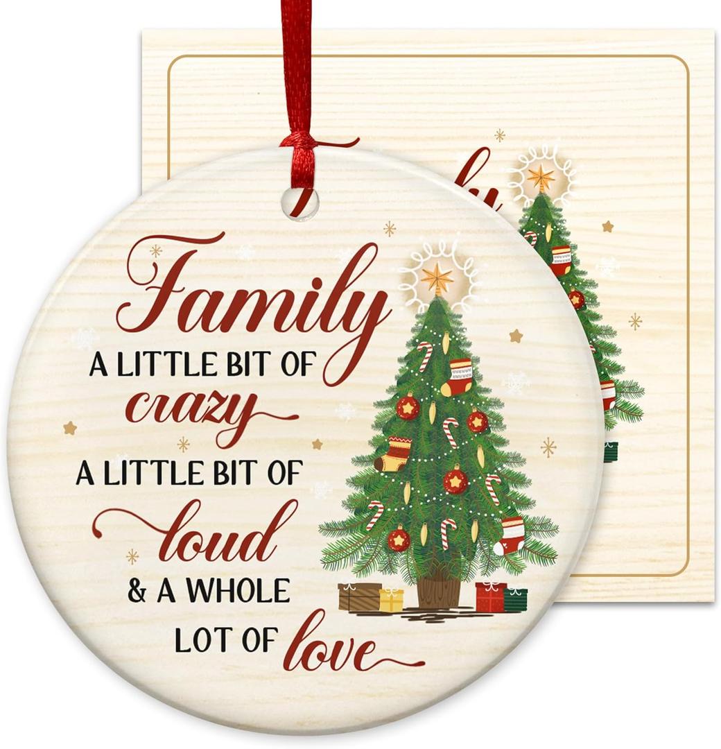 WRAPIX Christmas Ornament Gifts for Women Men - Ceramic Christmas Ornaments 2025 with Card for Tree Decorations - Family Birthday Stocking Stuffers Gifts for Mom Dad, Sister Brother, Grandma Grandpa