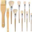 10 PCS Assorted Size Paint Brush Gilding Brush Gold Leaf Goat Hair Duster Flat Hake Brush Sweep Mops for Watercolor, Wash, Ceramic Pottery Painting, Metallic Foil Flakes Art Crafts Supplies