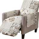 Great Bay Home Patchwork Scalloped Printed Furniture Protector Stain Resistant Recliner Cover (Recliner, Taupe)