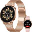 Smart Watch for Women, 7.9mm Ultra Thin 1.32" AMOLED Screen, Bluetooth Calling, Fitness Tracker for Android iPhone, Heart Rate Sleep Monitor, IP68 Waterproof, 2 Straps, Rose Gold Gift