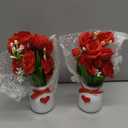 Nitial 2 Set 4th of July Artificial Flowers Red Blue White Patriotic Picks Decor with Vase Fourth of July Bouquets Arrangement Table Centerpieces for Independence Day Home Office Table Decoration