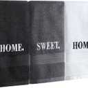 3pcs Farmhouse Decorative Hand Towels,13.8x29.5 Inch 100% Cotton Black White Rustic Embroidered Towel Set for Bathroom Kitchen Decor Gift (Home Sweet Home)