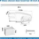Glass Shower Door Towel Bar 30" Bright Chrome Compatible with Alumax Basco Sliding Shower Door Handle Replacement w/Silver Transparent Brackets Fits Framed Shower/Tub Enclosure Doors Up to 31" Wide