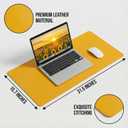 Double-Sided Leather PU Large Mouse pad, Computer Desk pad Non-Slip, Waterproof, Easy to Clean, Suitable for Office and Home Office Writing (Navy Blue and Yellow, 31.515.7 Inches)