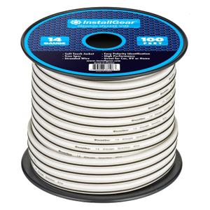 InstallGear Speaker Cable - 14 Gauge AWG (100ft - White) - White Speakers Wire Cable - Speaker Wire for Outdoor, Automotive, and Marine