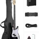 GLARRY Full Size Electric Bass Guitar Beginner Kit 4 String Exquisite Basswood Bass with 20W AMP, Cable, Strap, Bag and Accessories (Black, 39"Right Handed)