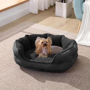 Arlee Cozy Orthopedic Memory Foam Dog Bed - Premium, Durable, Washable, and Easy to Clean Fabric, Pet Bed for Small and Medium Pets, Ultimate Comfort & Style, Oval - Black(S)