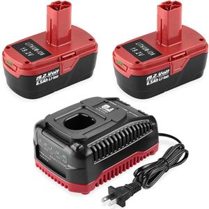 2Pack 6.5Ah C3 Lithium Battery Replace for Craftsman 19.2 Volt Battery + for Craftsman 19.2V Charger for XCP 130279005 1323903 130211004