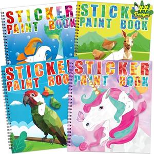 90shine 4PCS Sticker Books for Kids Ages 4-8 Sea-Maid Horned Horse Zoo Pet Themed Designs Party Gift Create 44 Pictures