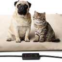 Toozey Pet Heating Pad, 6 Adjustable Temperature Dog Cat Heating Pad with Timer, Waterproof Heated Dog Bed with Chew Resistant Cord, Indoor Electric Pet Heated Mat 28x20in (Beige)