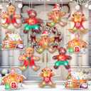 HyDren 12 Pcs Christmas Inflatable Gingerbread Man Decoration with Lights 20 Inch Xmas Gingerbread Man Girl and House Hanging Ornaments Blow up Ornaments for Indoor Outdoor Home Yard Party Supplies