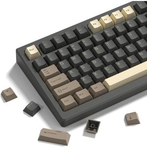 Womier Double Shot PBT Keycaps Set 138 Keys, Cherry Profile Custom Keycaps 60 65 75 100 Percent for 61/64/68/84/87/100/104/108 Retro Gaming Mechanical Keyboard, Brown Gray