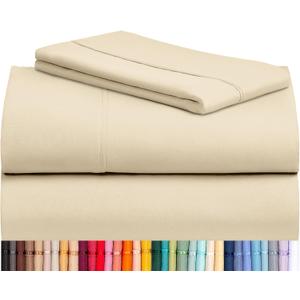 LuxClub Twin Sheets - Soft Kids Bed Sheets, 3 PC Deep Pockets 18" Eco Friendly Wrinkle Free Fitted Sheets Machine Washable Hotel Bedding Silky Soft Cream