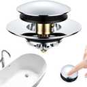 Universal Pop-Up Bathtub Stopper with Clog-Proof Strainer, Bath Drain Plug (Fits 1.4-1.6 Inch Drains)