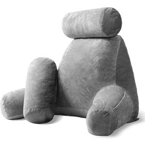Sasttie Extra Large Reading Pillow with Head Support Cushion, Jumbo Back Support Pillow for Bed Sitting Up Back-Rest, College Dorm Essentials for Girls and Boys, Dark Grey (X-Large)