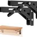 Ravinte 6 Inch Heavy Duty Folding Shelf Brackets - Collapsible Matte Black Brackets for Table, Bench, Space Saving Design, 2 Pack