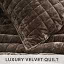 RECYCO Luxury Velvet Quilt Set Full Queen Size Bedding Sets, Ultra Soft Velvet Comforter Set, Lightweight Channel Box Stitch Oversized Bedspread Coverlet for All Season, with 2 Shams, Walnut Brown